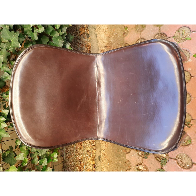 Pareja de sillas de comedor vintage revestidas de piel de vacuno de Gastone Rinaldi, Italia años 60