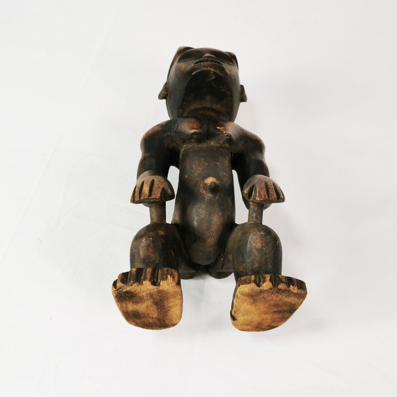 Figurine vintage en bois représentant un gardien de reliquaire