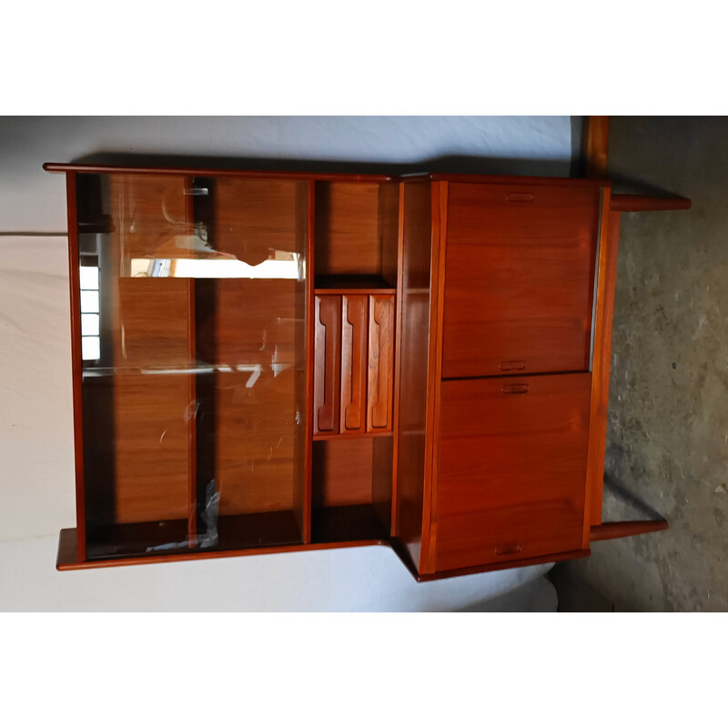 Vintage teak and glass secretary desk, 1960