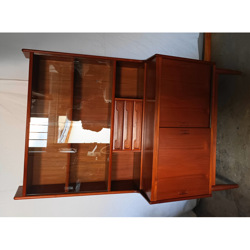 Vintage teak and glass secretary desk, 1960