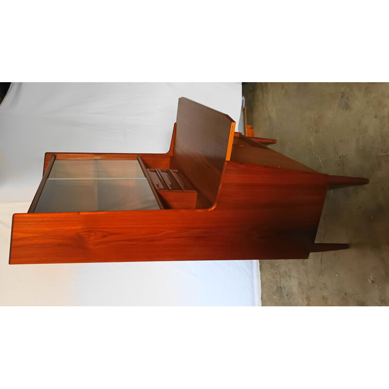 Vintage teak and glass secretary desk, 1960