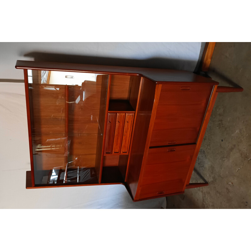 Vintage teak and glass secretary desk, 1960