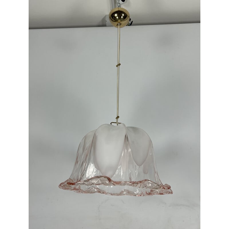 Vintage La Murrina chandelier in pink and white Murano glass, Italy 1970