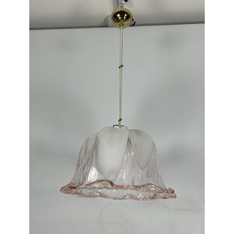 Vintage La Murrina chandelier in pink and white Murano glass, Italy 1970