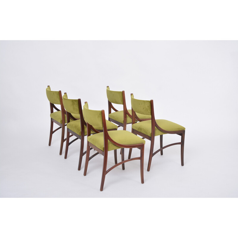 Set of 5 vintage dining chairs model 110 in rosewood and fabric by Ico Parisi for Brevettato, Italy 1960
