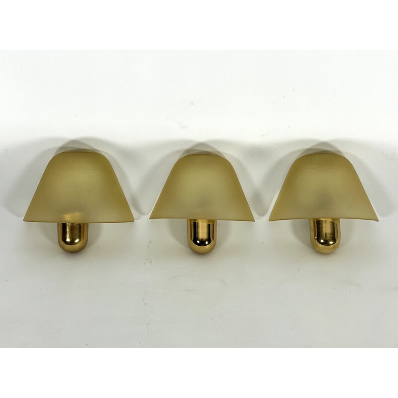 Set of 3 vintage Murano glass and brass sconces for VeArt, Italy 1970