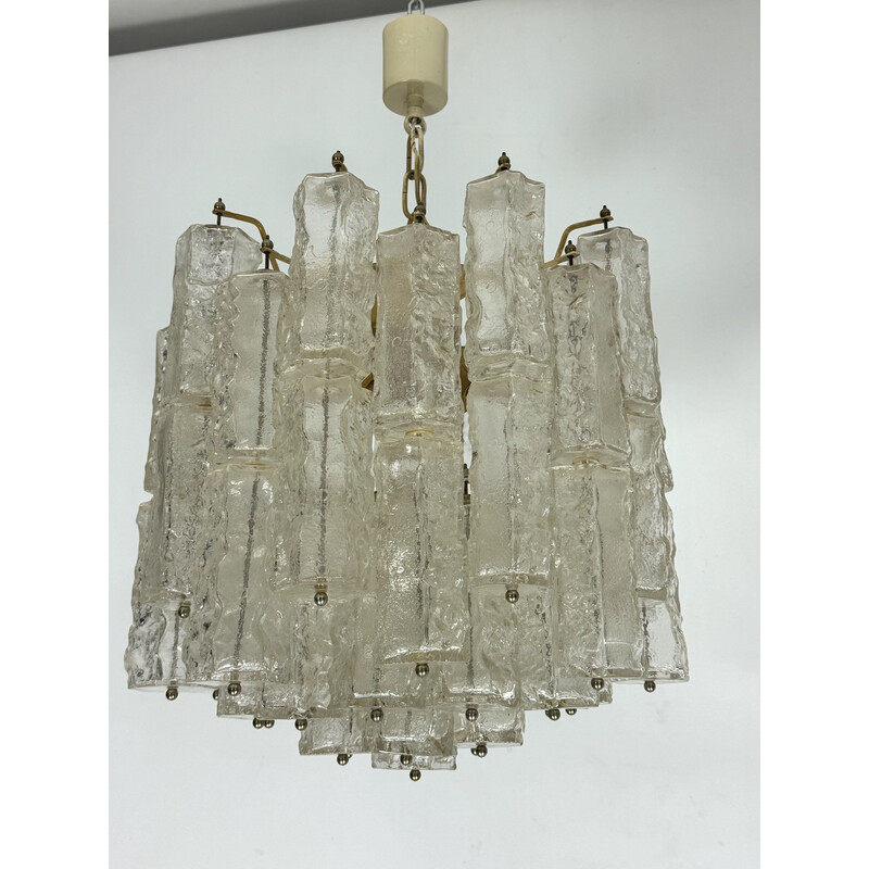Pair of vintage Murano glass chandeliers for Venini, Italy 1970