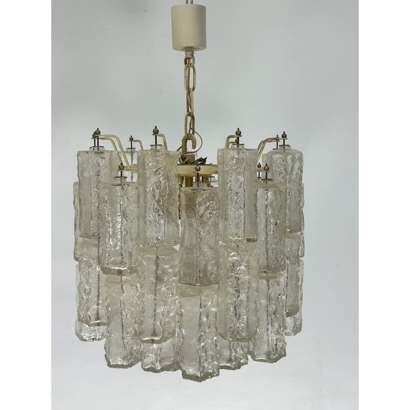 Pair of vintage Murano glass chandeliers for Venini, Italy 1970