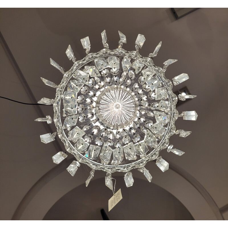Vintage faceted and cut crystal chandelier, Italy