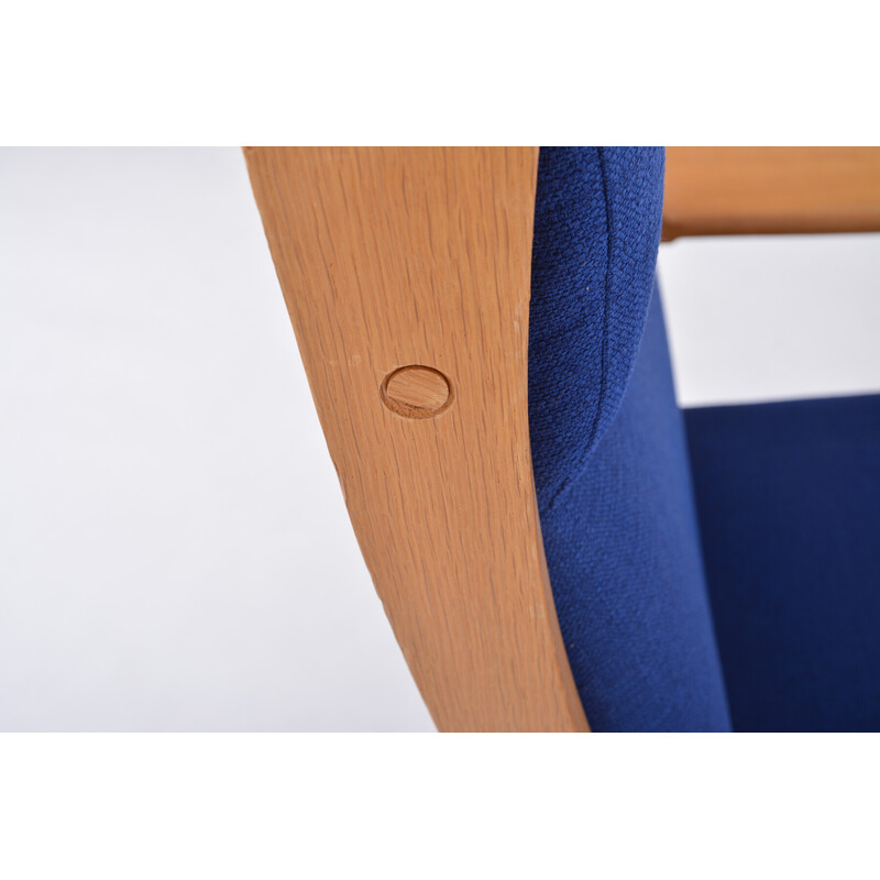 Vintage GE 181 chairs in oak and blue fabric by Hans Wegner for Getama, Denmark