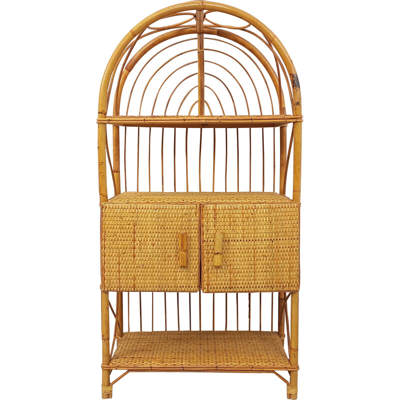 Libreria vintage in rattan intrecciato, 1960