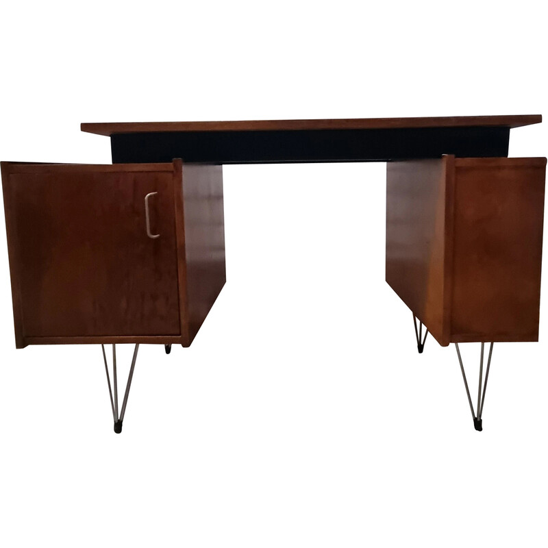 Bureau vintage avec 2 armoires sur pieds en métal par Cees Braakman pour Pastoe, 1960