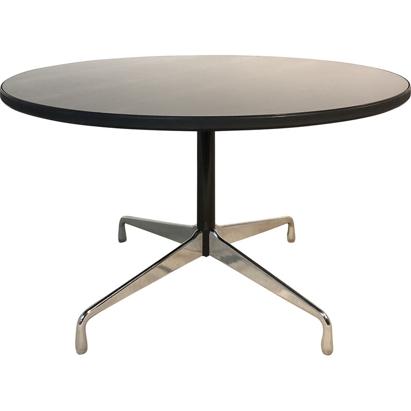 Vintage circular table in steel and chromed aluminum by Charles and Ray Eames for Herman Miller