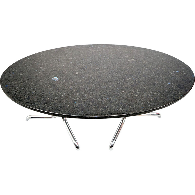 Vintage black marble dining table, Italy 1969