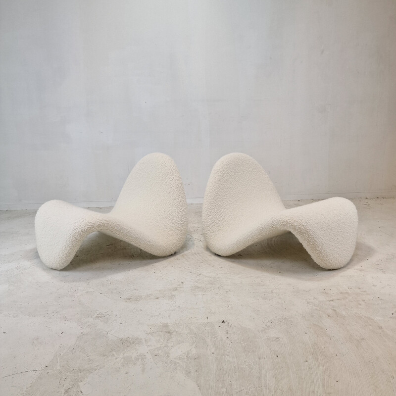 Paar alte Stühle aus Zungenwolle von Pierre Paulin für Artifort, Frankreich 1960