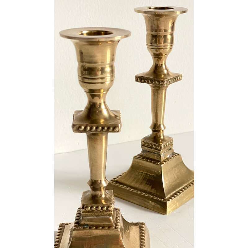 Pair of vintage "India" candlestick in solid brass