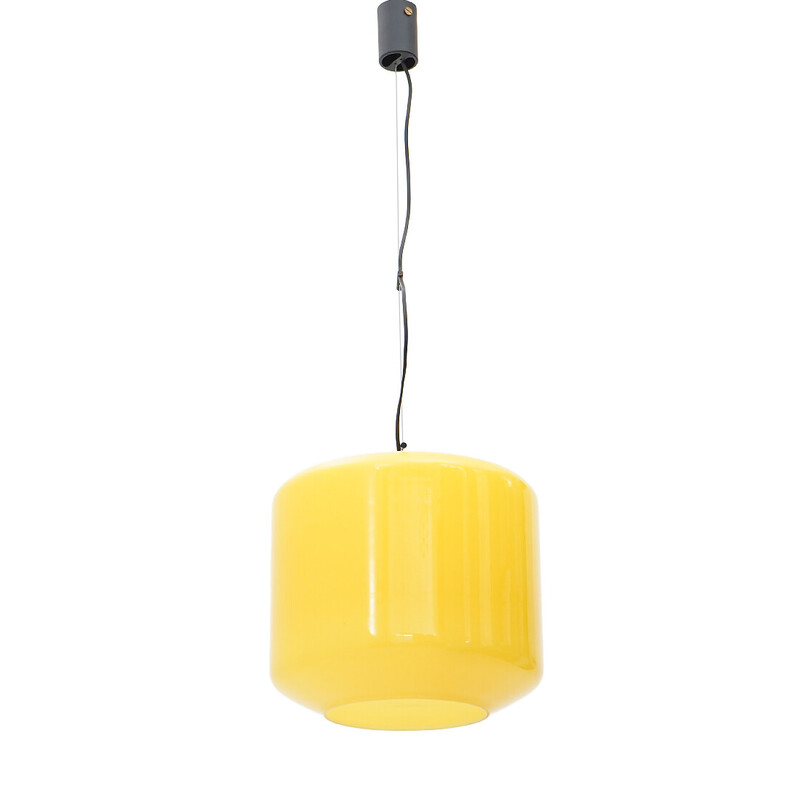 Vintage chandelier in yellow glass and black painted metal, Italile 1960