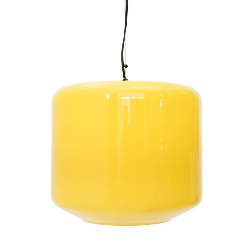 Vintage chandelier in yellow glass and black painted metal, Italile 1960