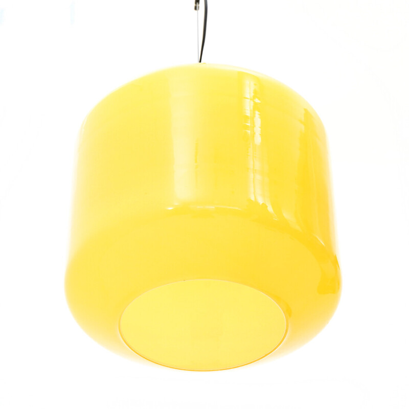 Vintage chandelier in yellow glass and black painted metal, Italile 1960