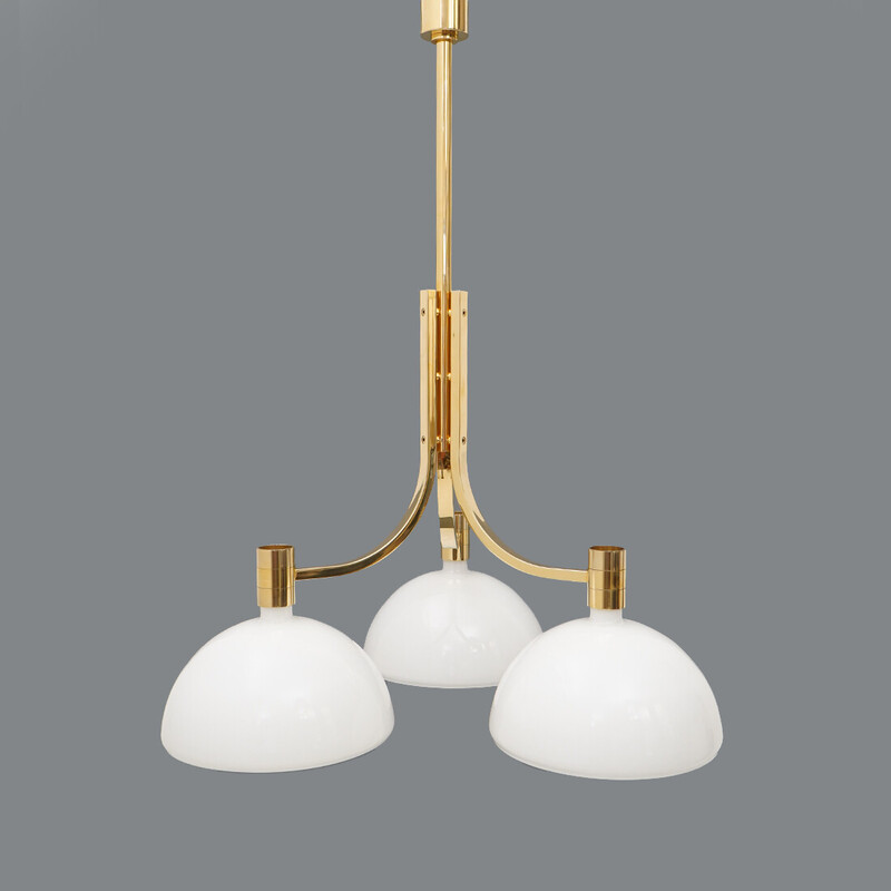 Vintage "AS/AM" chandelier in gold-plated metal by Franco Albini and Franca Helg for Sirrah, Italy 1970