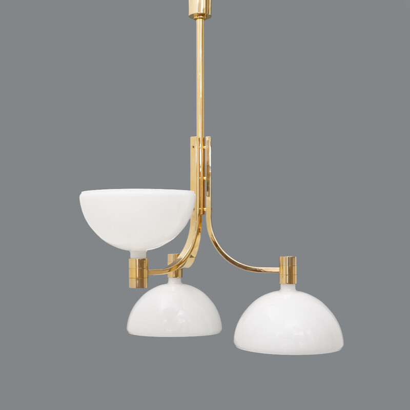 Vintage "AS/AM" chandelier in gold-plated metal by Franco Albini and Franca Helg for Sirrah, Italy 1970