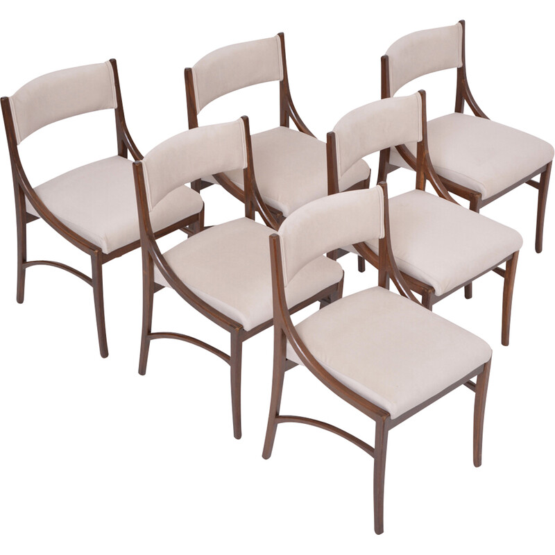Set of 6 vintage wooden model 110 dining chairs by Ico Parisi for Cassina, Italy 1961