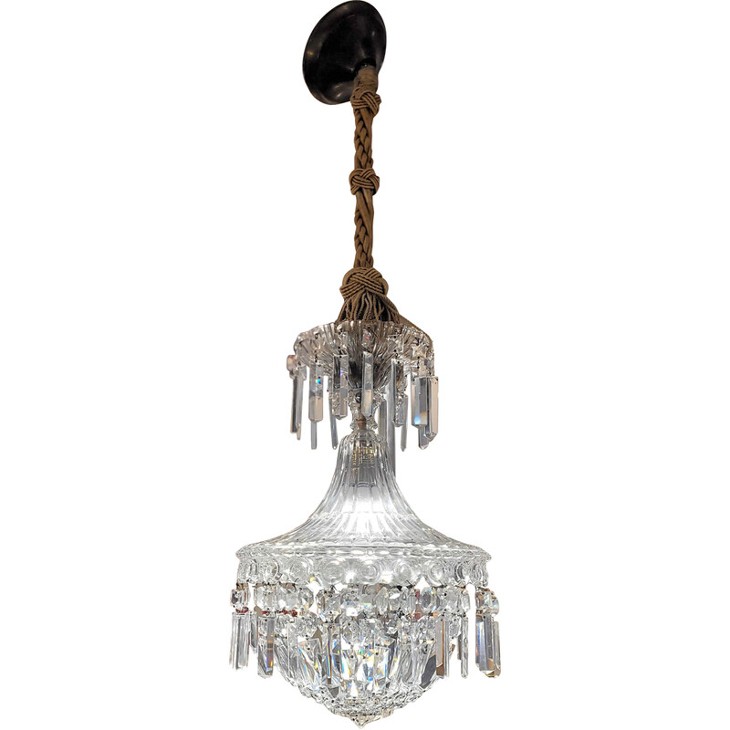 Vintage faceted and cut crystal chandelier, Italy