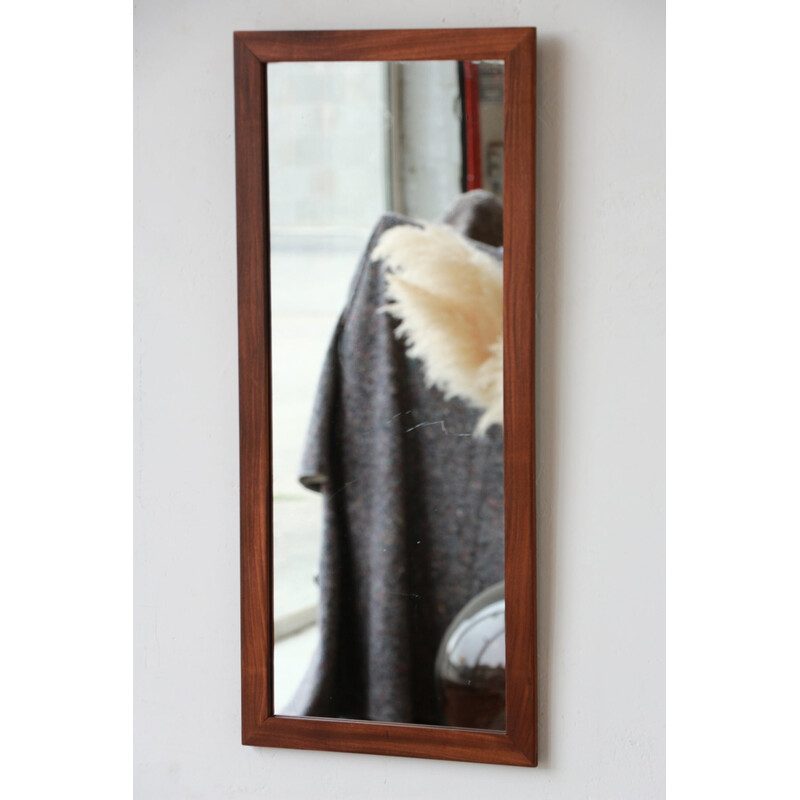 Rectangular vintage mirror with teak frame, 1960