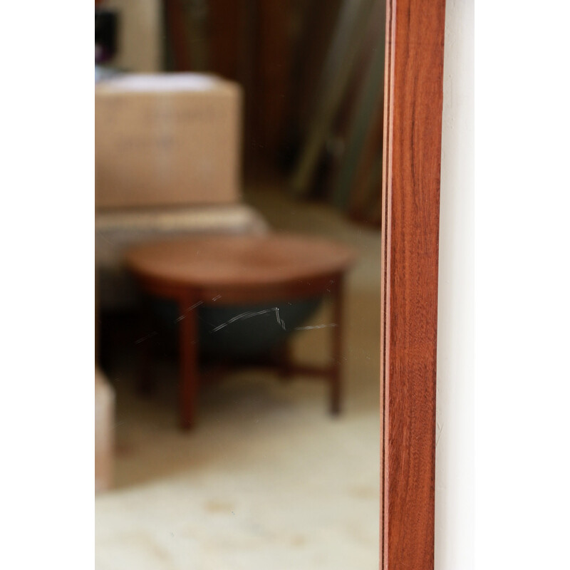 Rectangular vintage mirror with teak frame, 1960