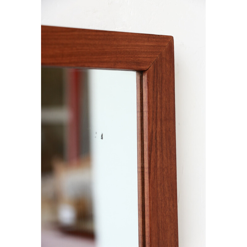 Rectangular vintage mirror with teak frame, 1960