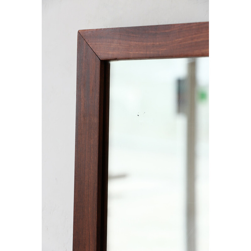 Rectangular vintage mirror with teak frame, 1960