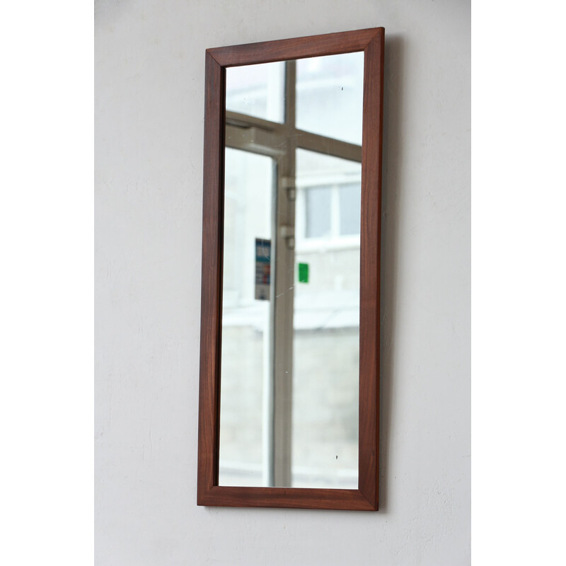 Rectangular vintage mirror with teak frame, 1960