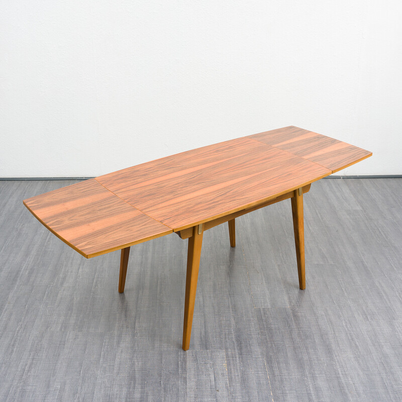 Vintage walnut dining table with extensions, 1950