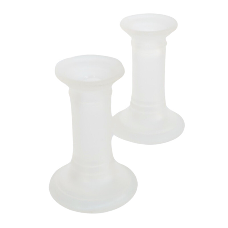 Pair of vintage milk glass candlesticks, Germany 1980