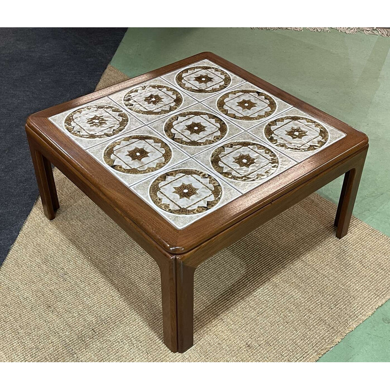 Vintage teak coffee table with tiled top, 1970