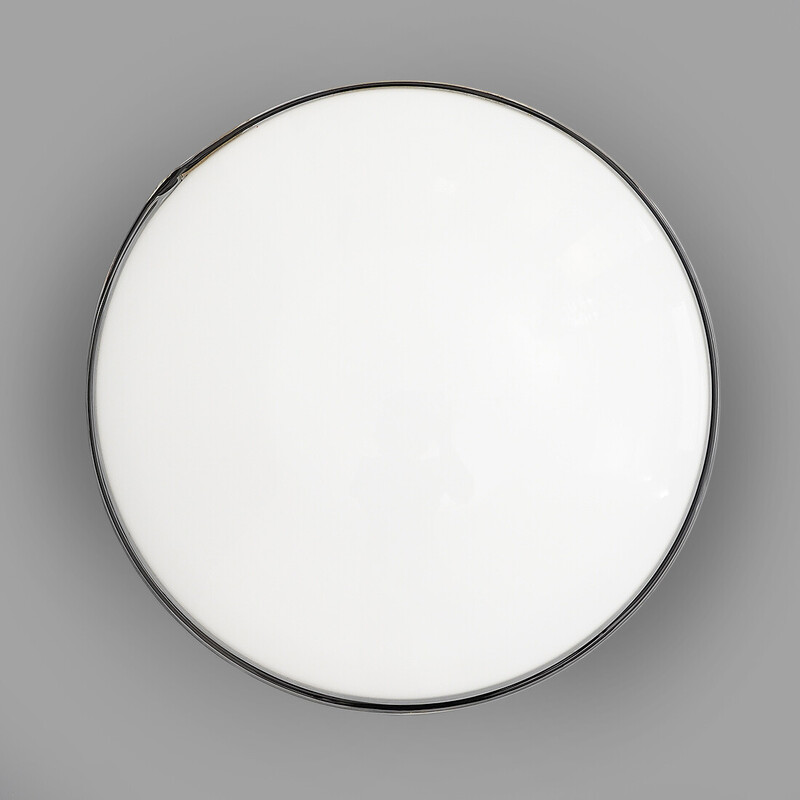 Vintage round plastic and metal ceiling lamp by Roberto Toso and Renato Pamio for Leucos, 1970