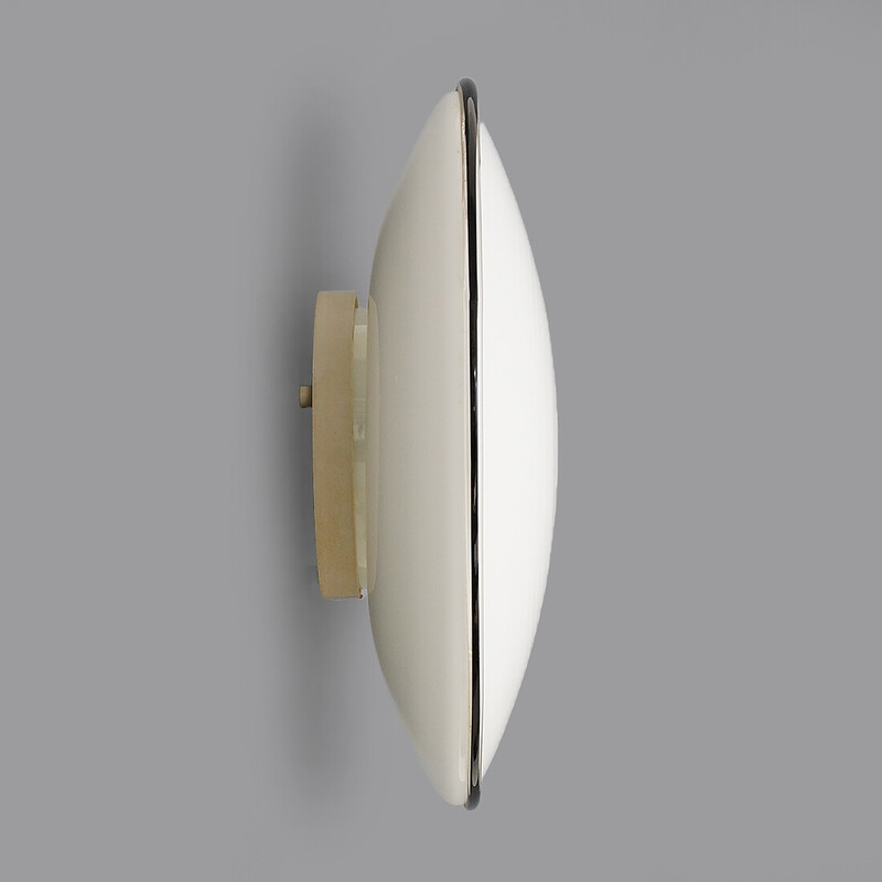 Vintage round plastic and metal ceiling lamp by Roberto Toso and Renato Pamio for Leucos, 1970