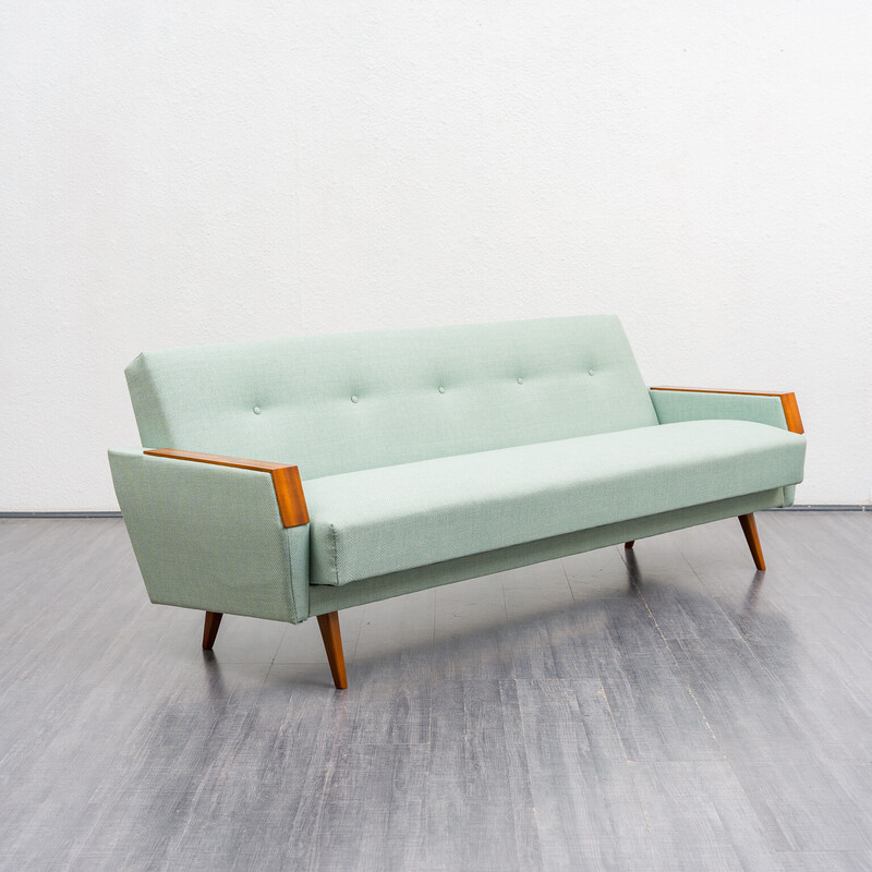 Vintage 3-seater sofa in solid walnut, 1960