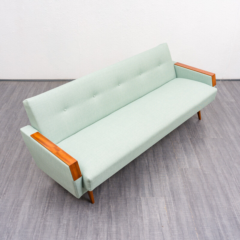 Vintage 3-seater sofa in solid walnut, 1960