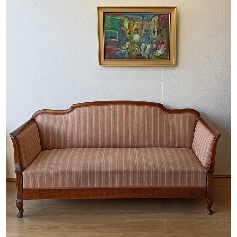 Vintage wooden 3-seater sofa, 1900