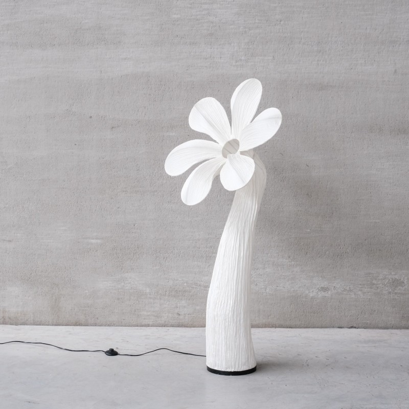 Contemporary vintage floor lamp with flowers in fabric and metal, Belgium