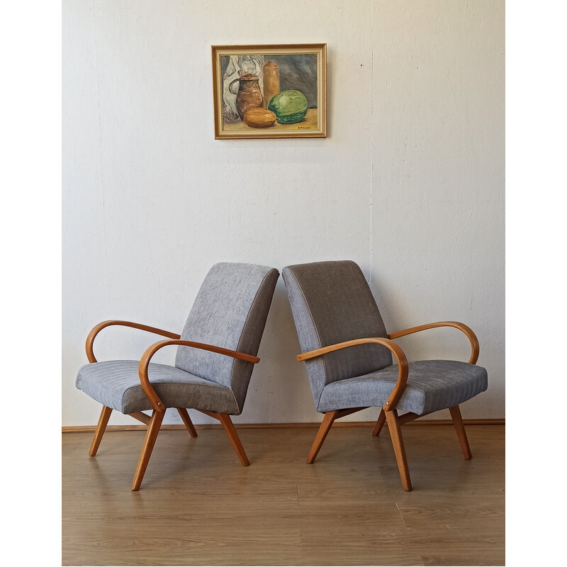 Pair of vintage wooden armchairs, Czechoslovakia 1960