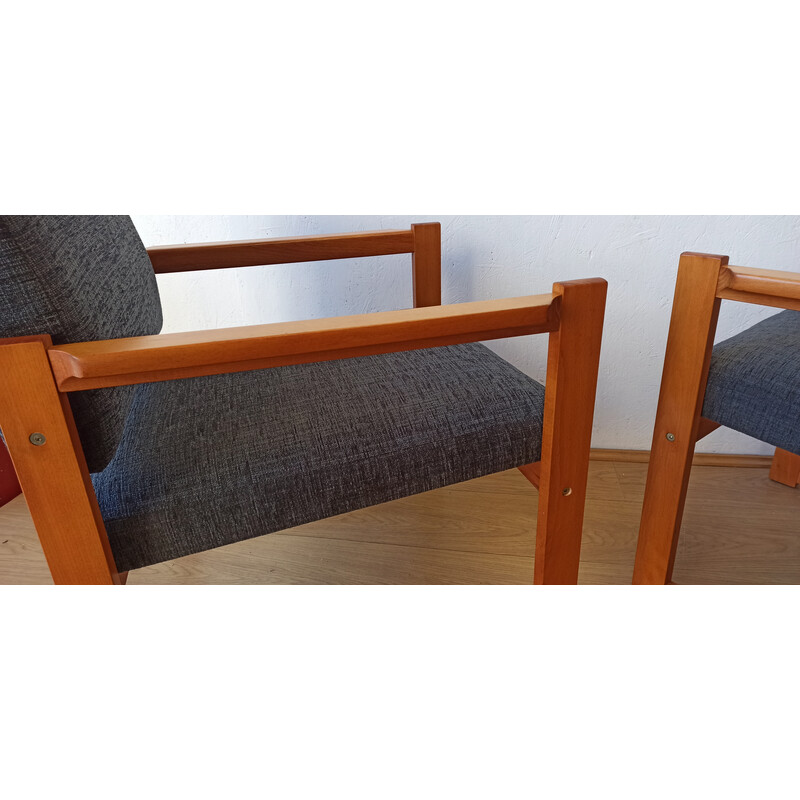 Pair of vintage wooden armchairs, Czechoslovakia 1970