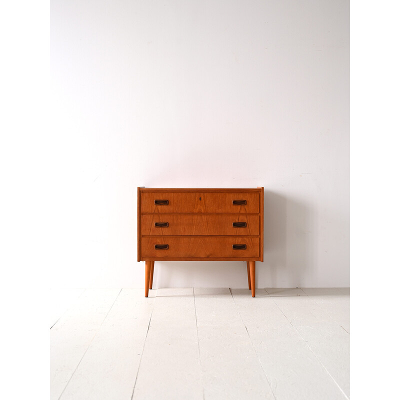 Vintage 3-drawer chest of drawers with wooden handles, 1960