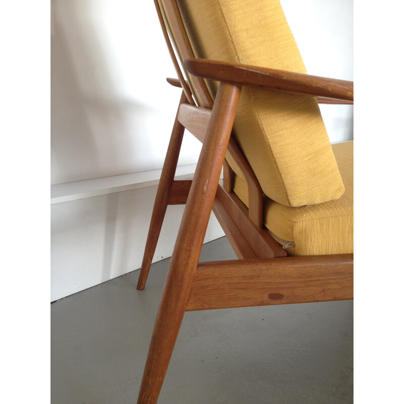 Yellow easy chair in rosewood by Arne Vodder for France & Son - 1960s