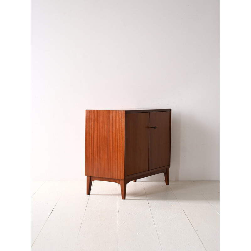 Vintage mahogany chest of drawers with 2 hinged doors, 1960