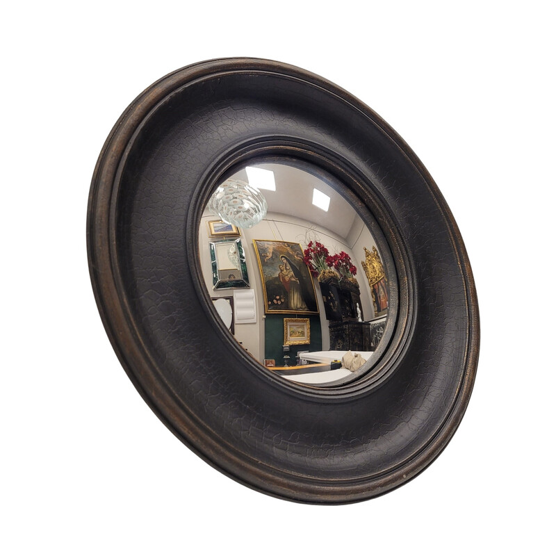 Espelho convexo vintage com moldura preta, França
