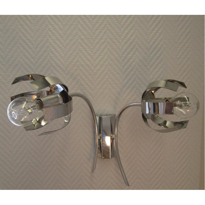 Wall lamp in stainless steel - 1970s