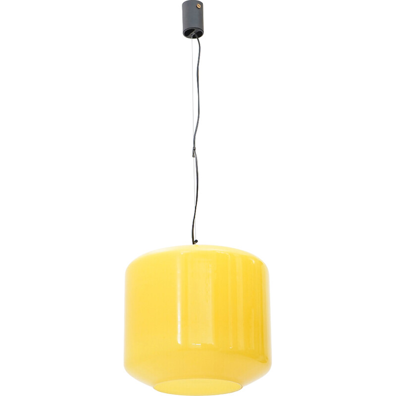 Vintage chandelier in yellow glass and black painted metal, Italile 1960