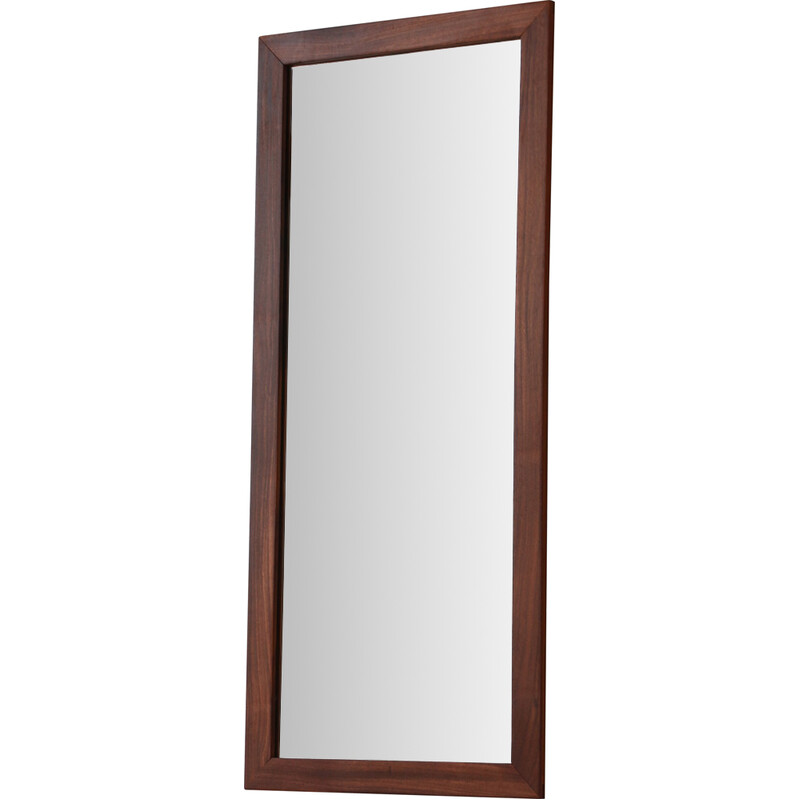 Rectangular vintage mirror with teak frame, 1960